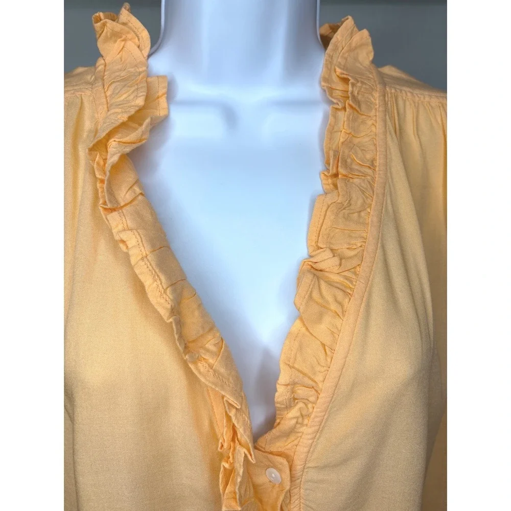 NWT Dylan Sundance Peach Ruffle Sleeveless V-Neck Top Sz L Boho Cottagecore Chic